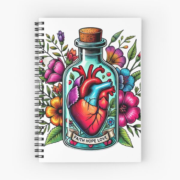 Item preview, Colorful Faith Love Hope- Heart in a Bottle - Vibrant, Inspirational Artwork designed and sold by Negative Vibes Only.