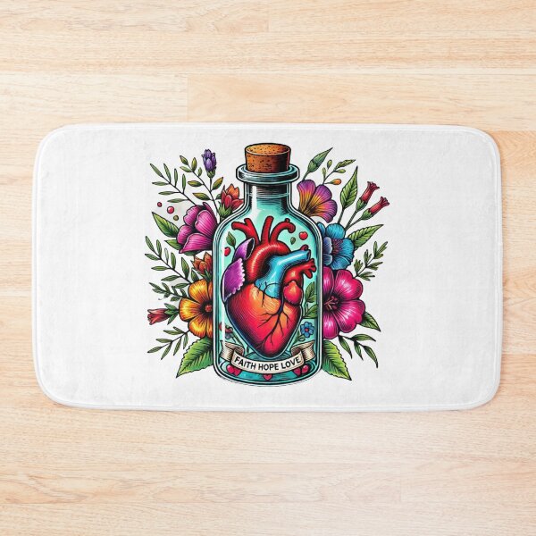Item preview, Colorful Faith Love Hope- Heart in a Bottle - Vibrant, Inspirational Artwork designed and sold by Negative Vibes Only.