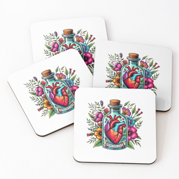 Item preview, Colorful Faith Love Hope- Heart in a Bottle - Vibrant, Inspirational Artwork designed and sold by Negative Vibes Only.