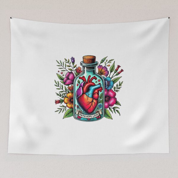 Item preview, Colorful Faith Love Hope- Heart in a Bottle - Vibrant, Inspirational Artwork designed and sold by Negative Vibes Only.