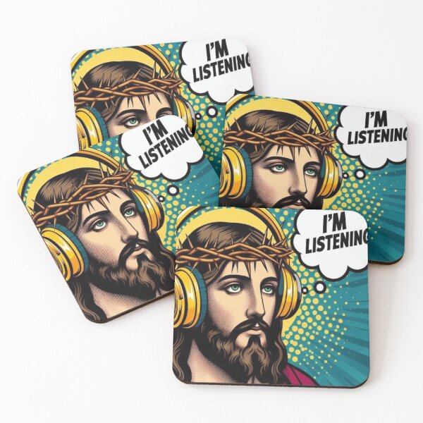 Item preview, Jesus "I'm Listening" with DJ Headphones  designed and sold by tshirtart2024.