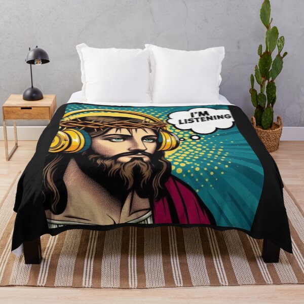 Item preview, Jesus "I'm Listening" with DJ Headphones designed and sold by tshirtart2024.