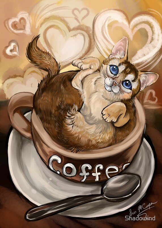  Coffee Cat  with Background  by Shadowind Redbubble