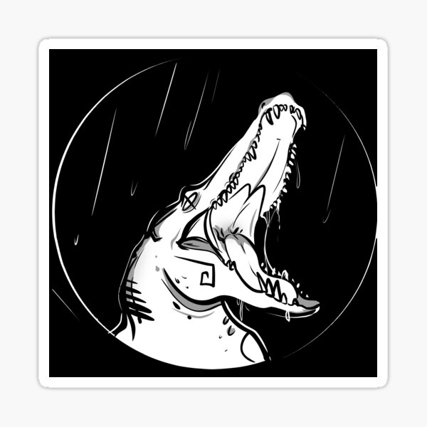 Crocodile Design Illustration Black and White Sticker
