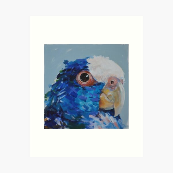 Blue Cockatoo, parrot painting. Art Print