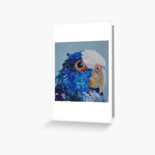Vista previa del artículo con la obra «Cacatúa Azul, pintura de loro.», diseñado y vendido por Cat Leonard.