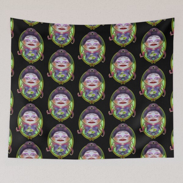 Item preview, portrait of lady monster eating tacos designed and sold by pollosparatodos.