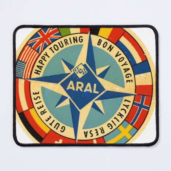 Item preview, Vintage Happy Touring Bon Voyage ARAL Lycklig Gute Reise Sticker designed and sold by PIXEL POP DESIGNS - Beyond the Norm!.