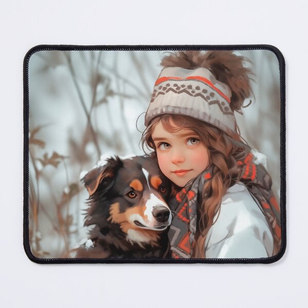 Item preview, Beautiful Ukrainian Girl with a cute Border Collie dog in a countryside in winter designed and sold by DariyaDell.