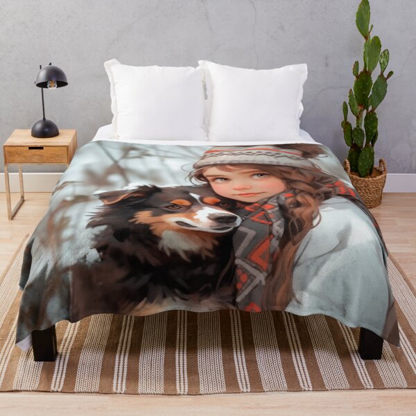 Item preview, Beautiful Ukrainian Girl with a cute Border Collie dog in a countryside in winter designed and sold by DariyaDell.