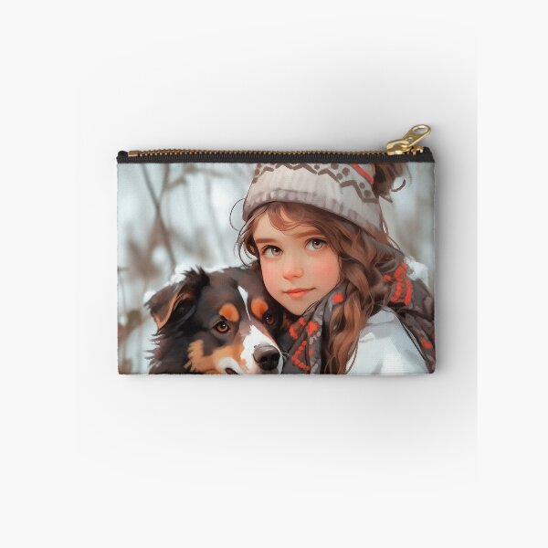Item preview, Beautiful Ukrainian Girl with a cute Border Collie dog in a countryside in winter designed and sold by DariyaDell.