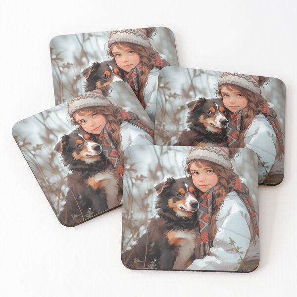 Item preview, Beautiful Ukrainian Girl with a cute Border Collie dog in a countryside in winter designed and sold by DariyaDell.