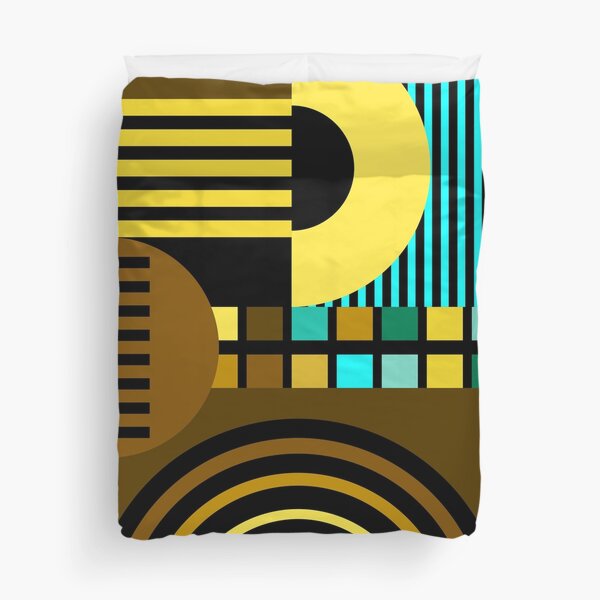 Item preview, Mid-Century Modern Bauhaus Aqua, Yellow, & Brown Geometric designed and sold by DEC02.