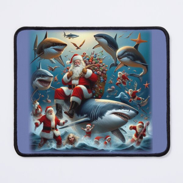 Item preview, Santas and Sharks designed and sold by Wayne Thomson.