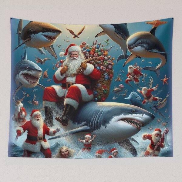 Item preview, Santas and Sharks designed and sold by Wayne Thomson.