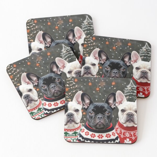 Item preview, CUTE CHRISTMAS DOGS FRENCH BULLDOGS IN SWEATER WINTER SCENE #1 designed and sold by Arts4U.