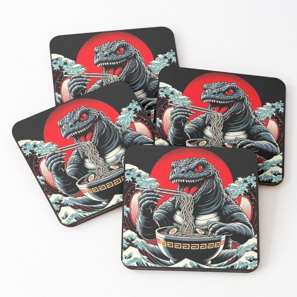 Item preview, Funny Kaiju Eating Ramen Japanese Monster Birthday Retro designed and sold by SztylishDesigns.