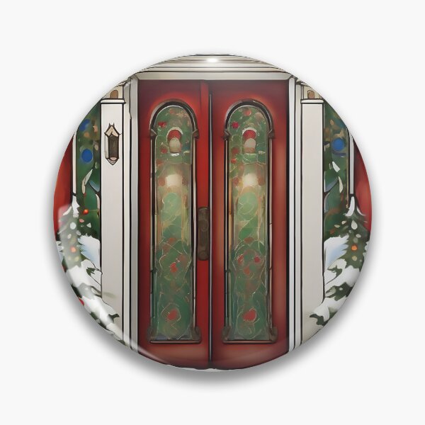 Item preview, Red Christmas Double Doors with Stained Glass and Holly Mosaic designed and sold by gamgees.