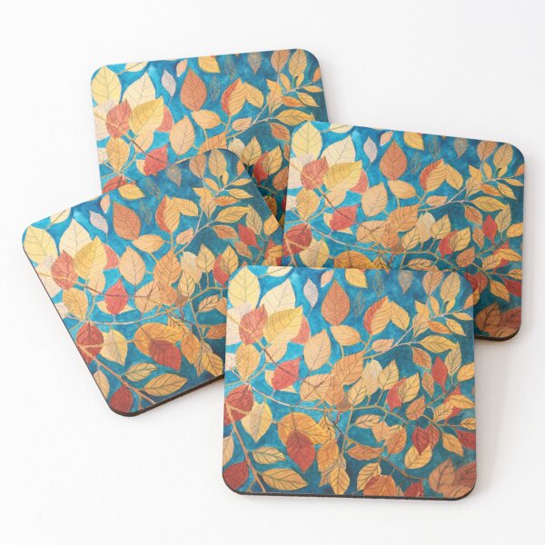 Item preview, Golden autumn leaves watercolour painting  designed and sold by esvb.