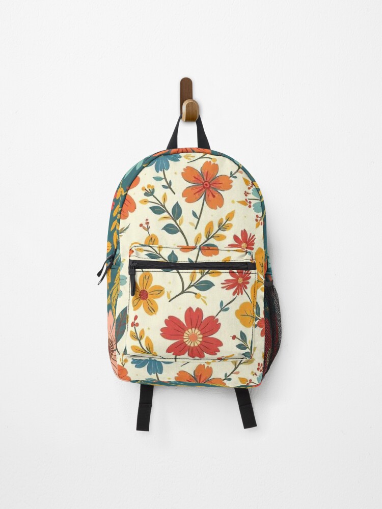 Thumbnail 1 of 3, Backpack, Vintage Floral Delight: Retro Seamless Patterns designed and sold by hjian8219.