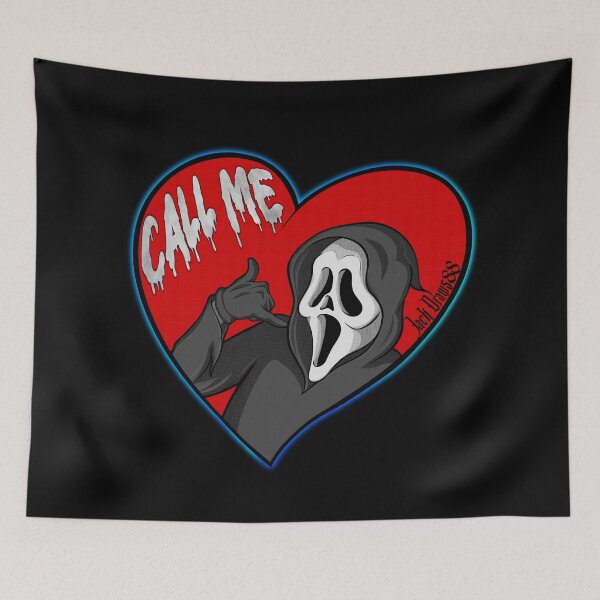 Item preview, Ghostface call me heart red/blue scream ghost-face valentine, horror designed and sold by JackDraws88.