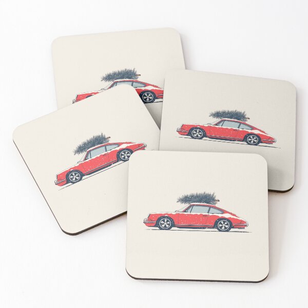 Item preview, Vintage red Porsche 911 964 Christmas Tree illustration designed and sold by blackdogshop.