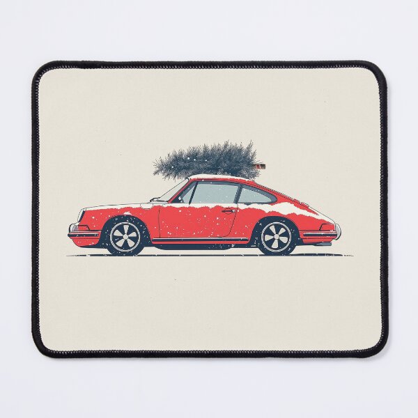 Item preview, Ilustración del árbol de Navidad del Porsche 911 964 rojo vintage designed and sold by blackdogshop.