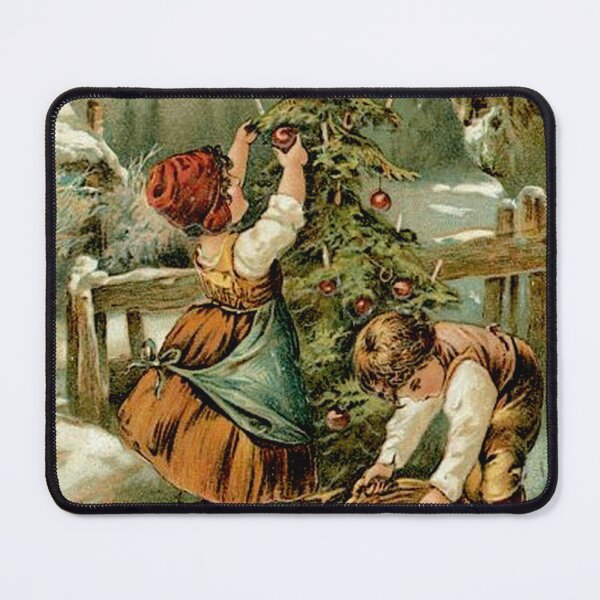 Item preview, Young Children Decorating A Christmas Tree Vintage 1889 Print designed and sold by posterbobs.