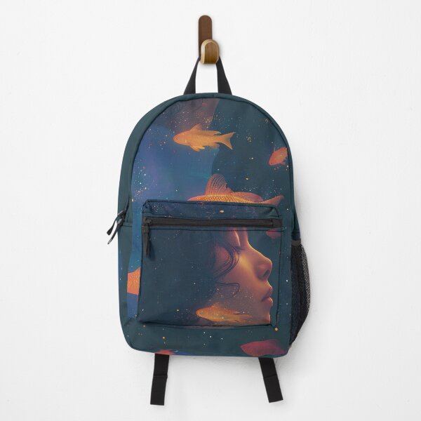 Item preview, boy surrounded by colorful glowing fish designed and sold by IreneRuya.