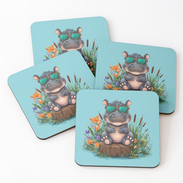 Item preview, CUTE LITTLE HIPPO PERCHED ON A TREE STUMP designed and sold by WendyMaree.