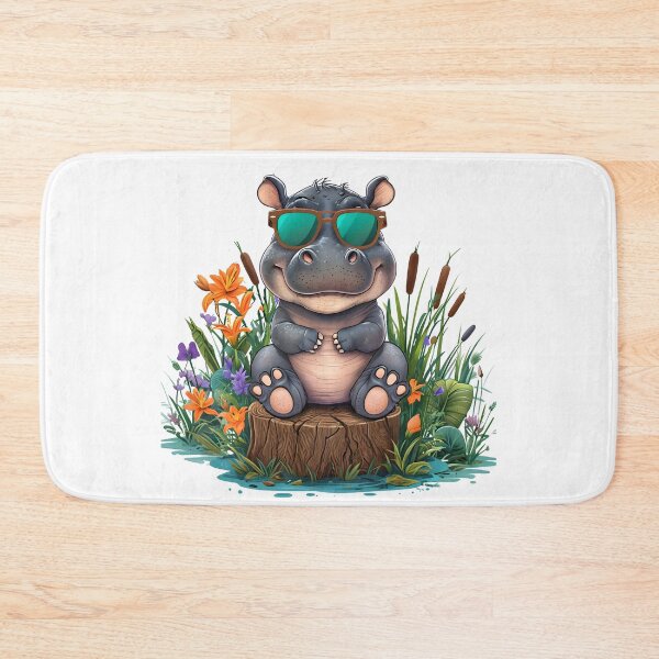 Item preview, CUTE LITTLE HIPPO PERCHED ON A TREE STUMP designed and sold by WendyMaree.