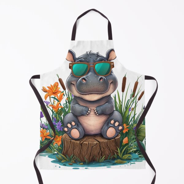 Item preview, CUTE LITTLE HIPPO PERCHED ON A TREE STUMP designed and sold by WendyMaree.