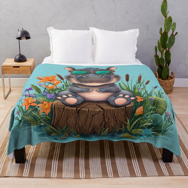 Item preview, CUTE LITTLE HIPPO PERCHED ON A TREE STUMP designed and sold by WendyMaree.