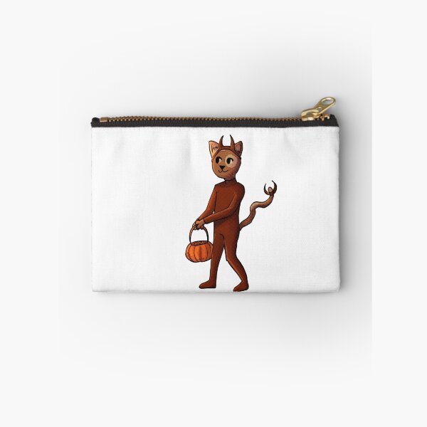 Item preview, Cute Cat in Devil Costume going Trick or Treating designed and sold by Bloom-n-Brush.