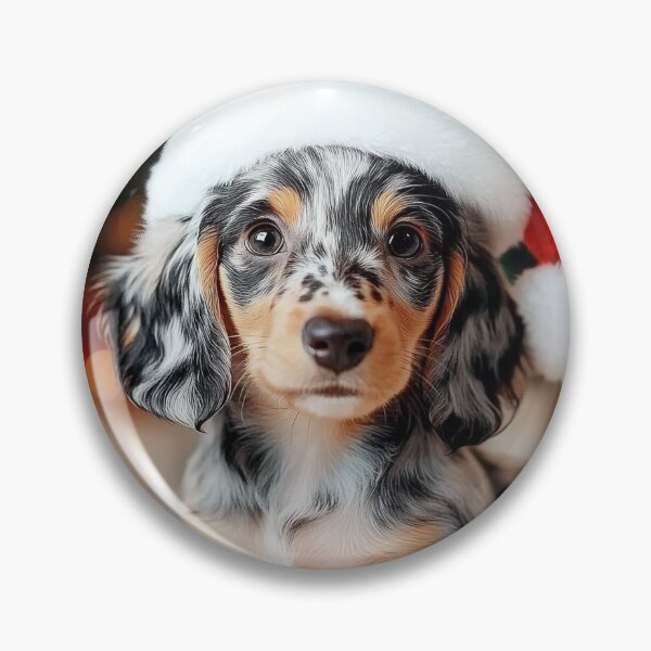Item preview, A dapple dachshund catching Santa in the act. designed and sold by DigiCre8.
