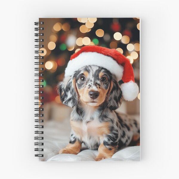 Item preview, A dapple dachshund catching Santa in the act. designed and sold by DigiCre8.