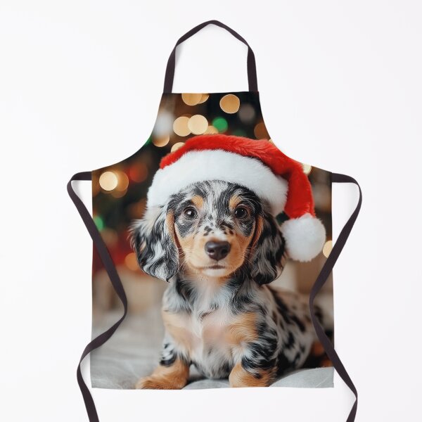 Item preview, A dapple dachshund catching Santa in the act. designed and sold by DigiCre8.