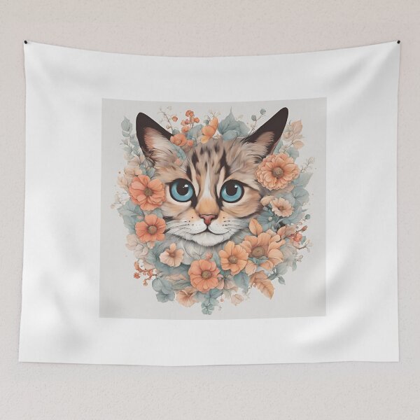 Item preview, Vintage Cat in Flowers designed and sold by Agu210.