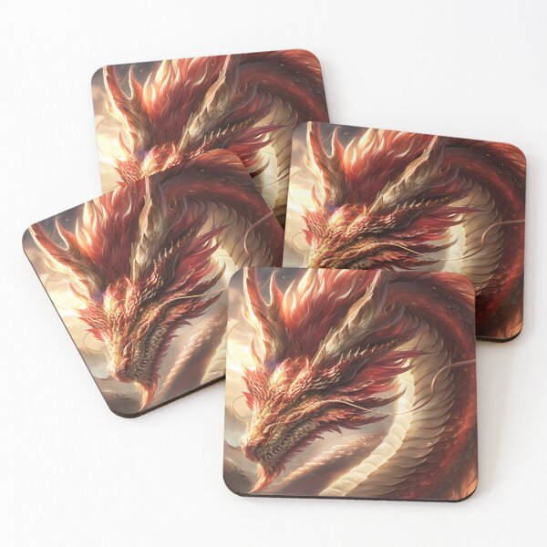 Item preview, Gold and red fire dragon anime style designed and sold by Lewis-mart.