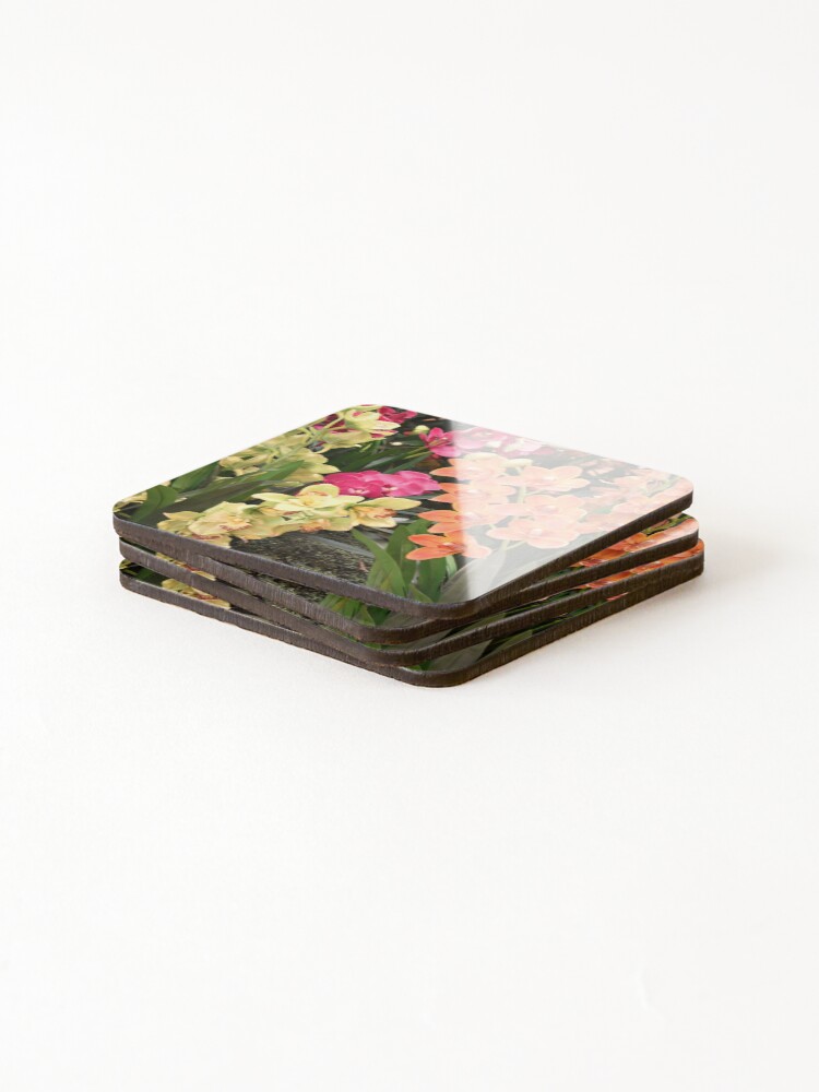 Thumbnail 4 of 5, Coasters (Set of 4), Pretty Colorful Orchids designed and sold by MangoSeeds.