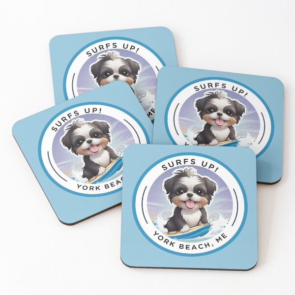 Item preview, “Surf’s Up” Cute Dog - York Beach, ME - Nubble-Cape Neddick designed and sold by SAMJA-Art.