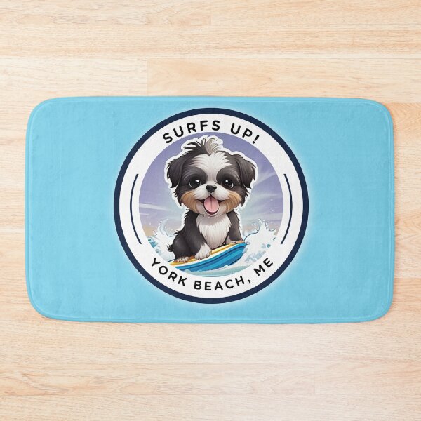 Item preview, “Surf’s Up” Cute Dog - York Beach, ME - Nubble-Cape Neddick designed and sold by SAMJA-Art.
