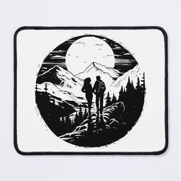 Item preview, Couple Mountain Moon Hiking Love Valentine Scene designed and sold by inkoutninja.