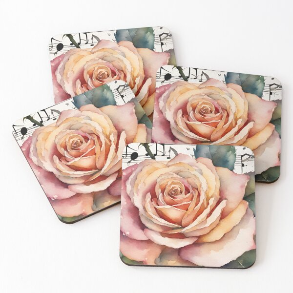 Item preview, Pink Rose Flower Music Notes Watercolor designed and sold by Tammy Marie Russell.