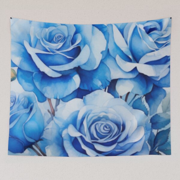 Artikelvorschau, Blaue Rosen Blumen Aquarell entworfen und verkauft von Tammy Marie Russell.