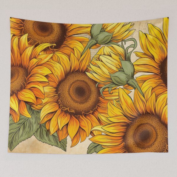 Artikelvorschau, Sonnenblumen Blumen Botanisches Aquarell entworfen und verkauft von Tammy Marie Russell.