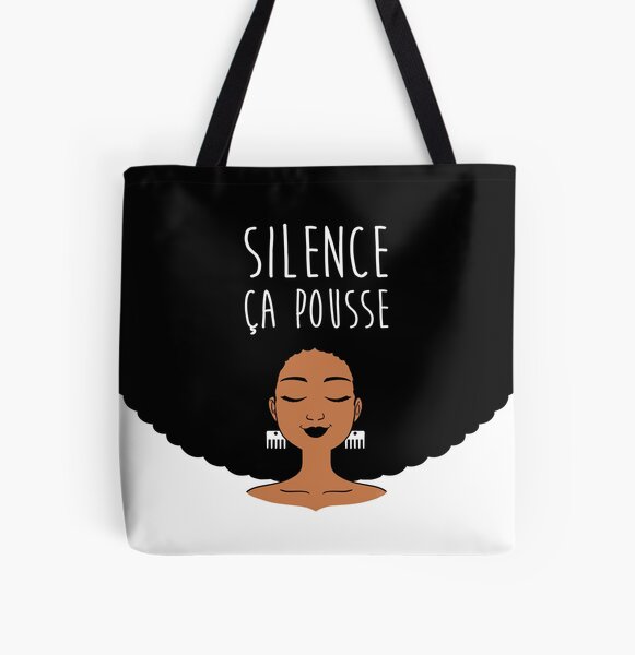 Black woman with an afro - Silence it grows All Over Print Tote Bag