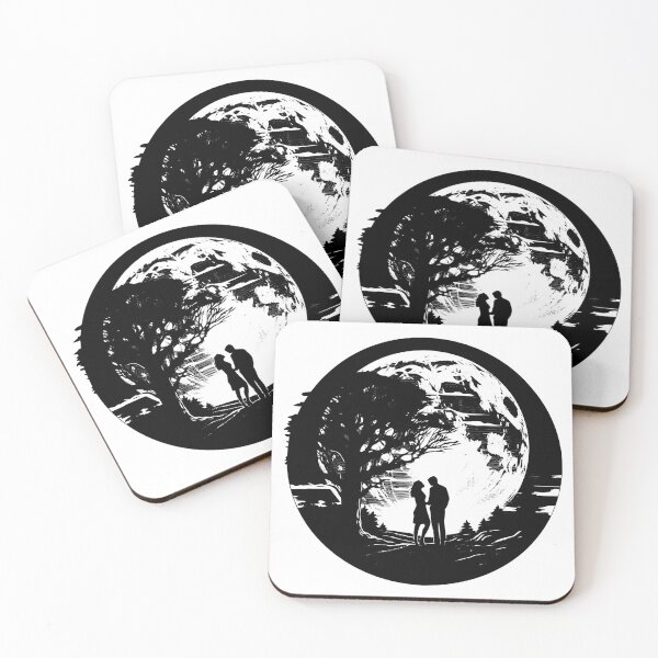 Item preview, Couple Trees Forest Moon Love Valentine Romantic Pair designed and sold by inkoutninja.