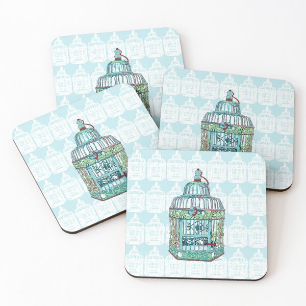 Item preview, VINTAGE BIRDCAGE - Turquoise Red designed and sold by designsMM.