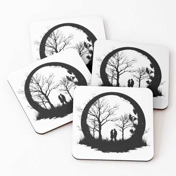 Item preview, Couple Trees Forest Moon Love Valentine Romantic Pair designed and sold by inkoutninja.